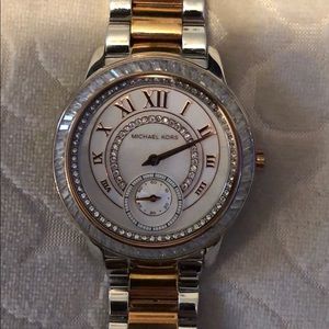 Micheal kors two tone watch with pearl inner face
